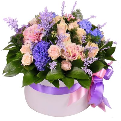 Цветы в коробке «Королевская пурпурность»
